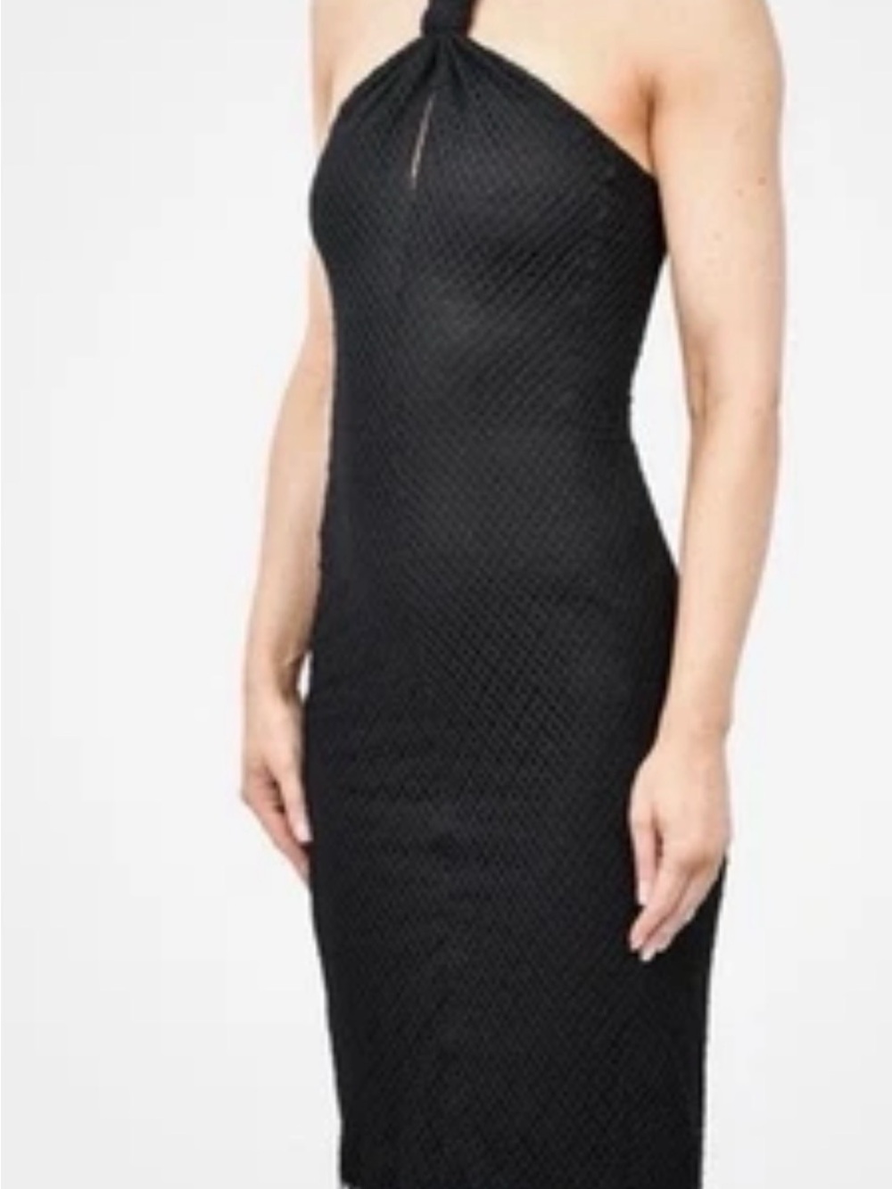 Helmut Lang LYR Twisted Fishnet Mesh Midi Dress Black Halter Neck L NEW
Sheath